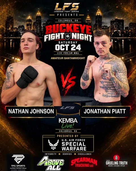 LFS Buckeye Fight Night poster: Nathan Johnson vs Jonathan Piatt, Saturday Oct 24, KEMBA Live!